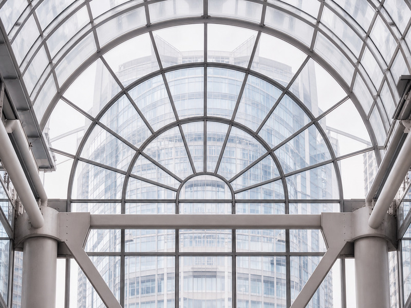 Glass arched roof in a London arcade