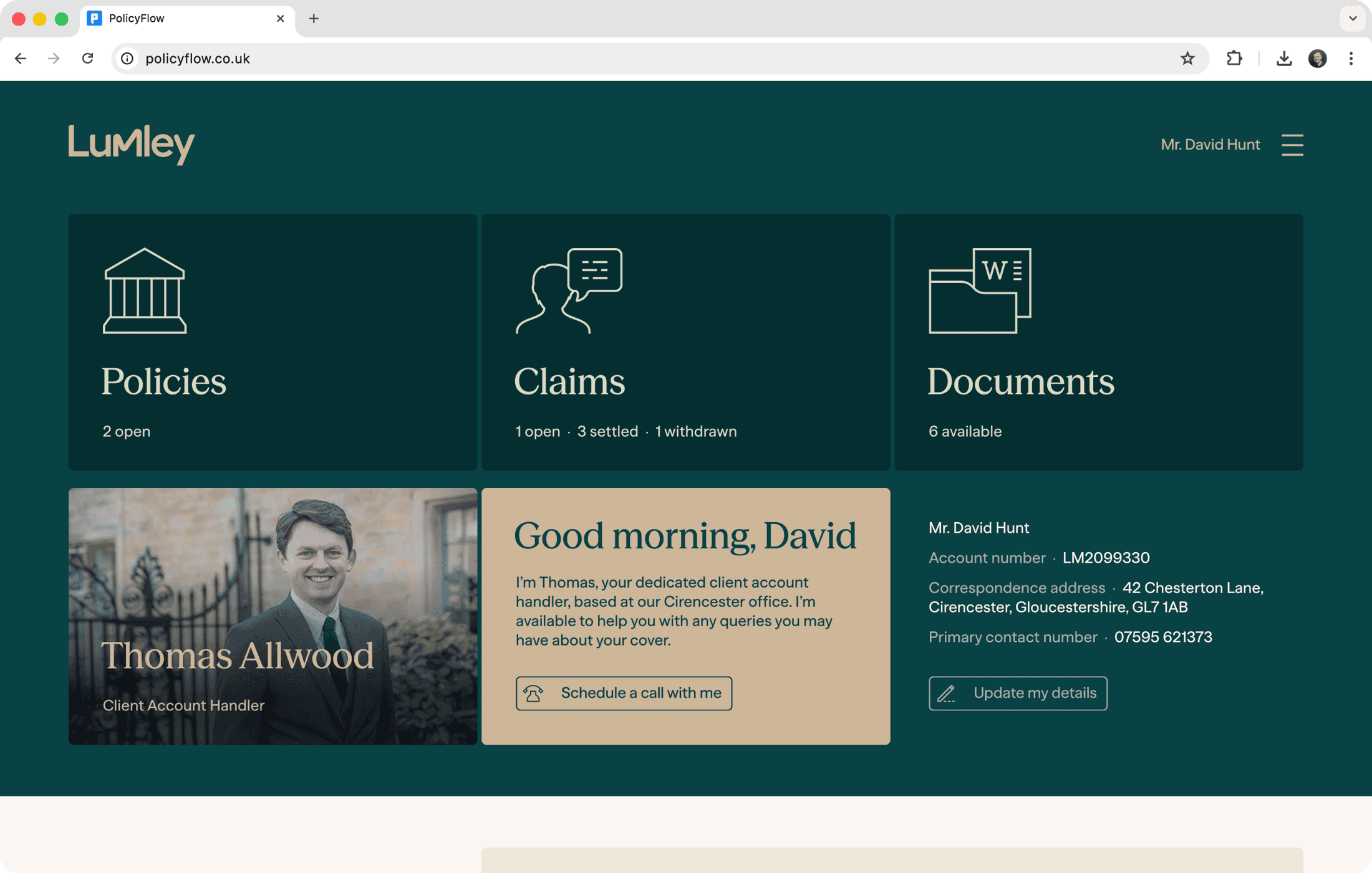 Client portal dashboard screenshot