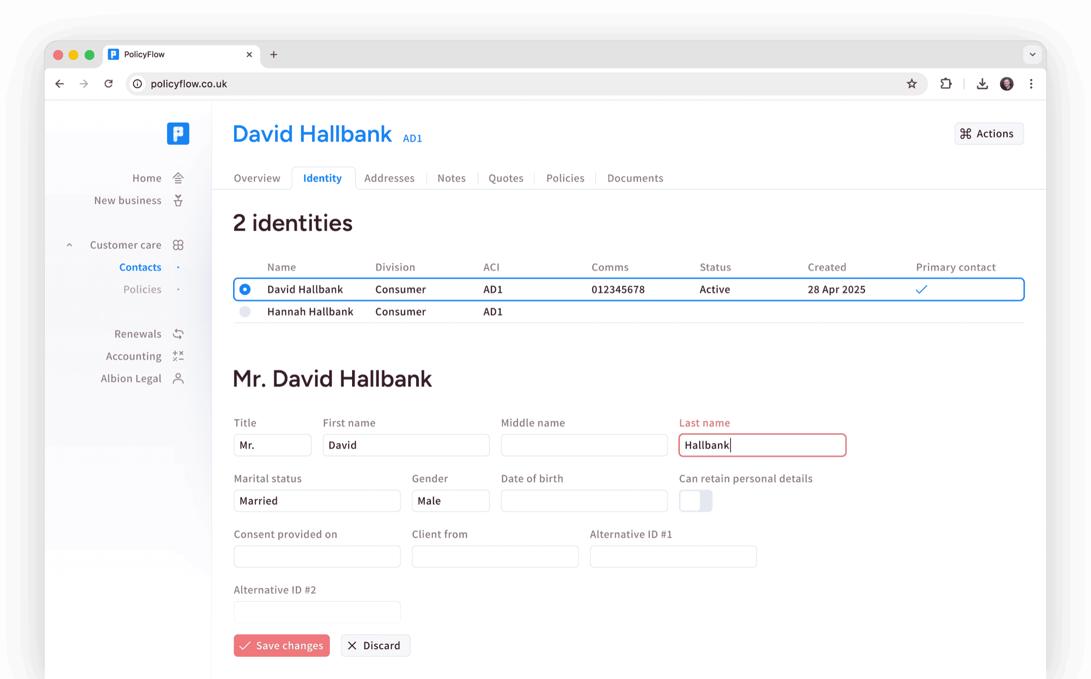 Policy timeline with service events