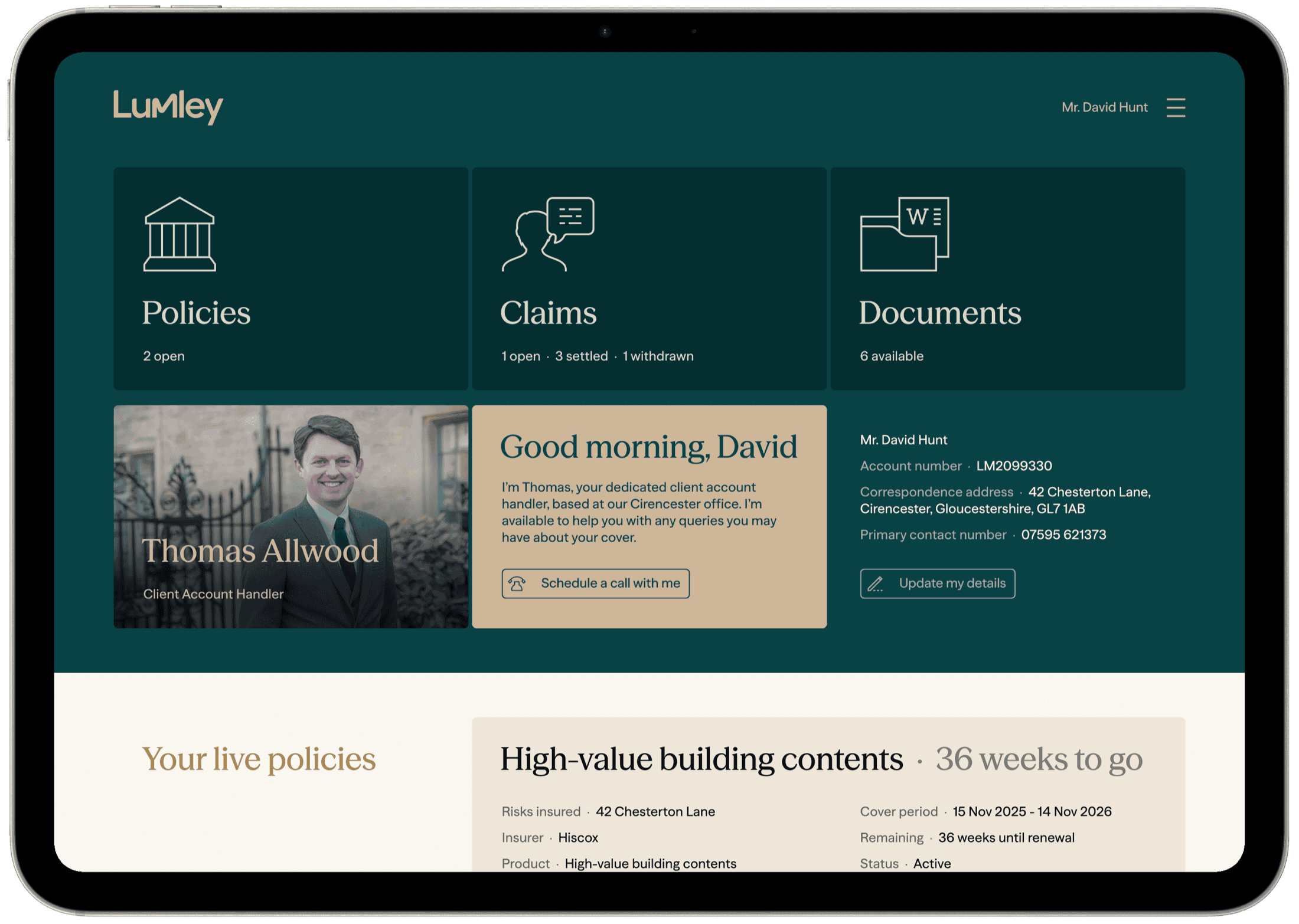 Client portal dashboard
