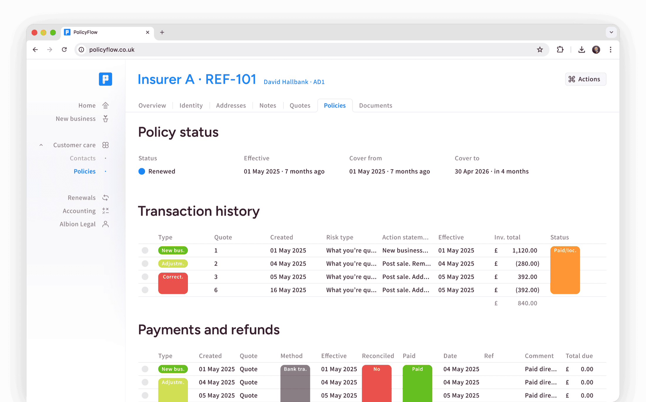 Policyflow policy record